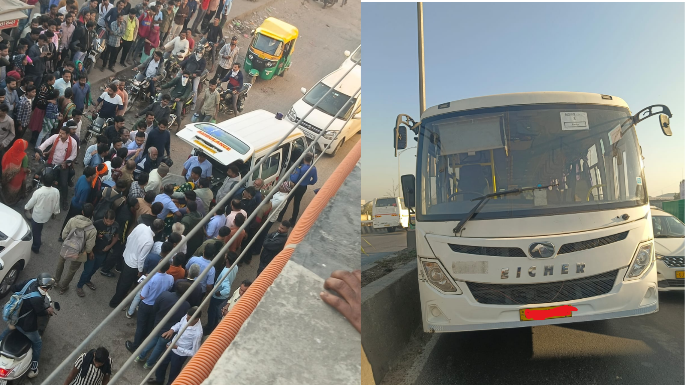 ચાંગોદર ઓવરબ્રિજ પર બસનું ટાયર પડતા મોત