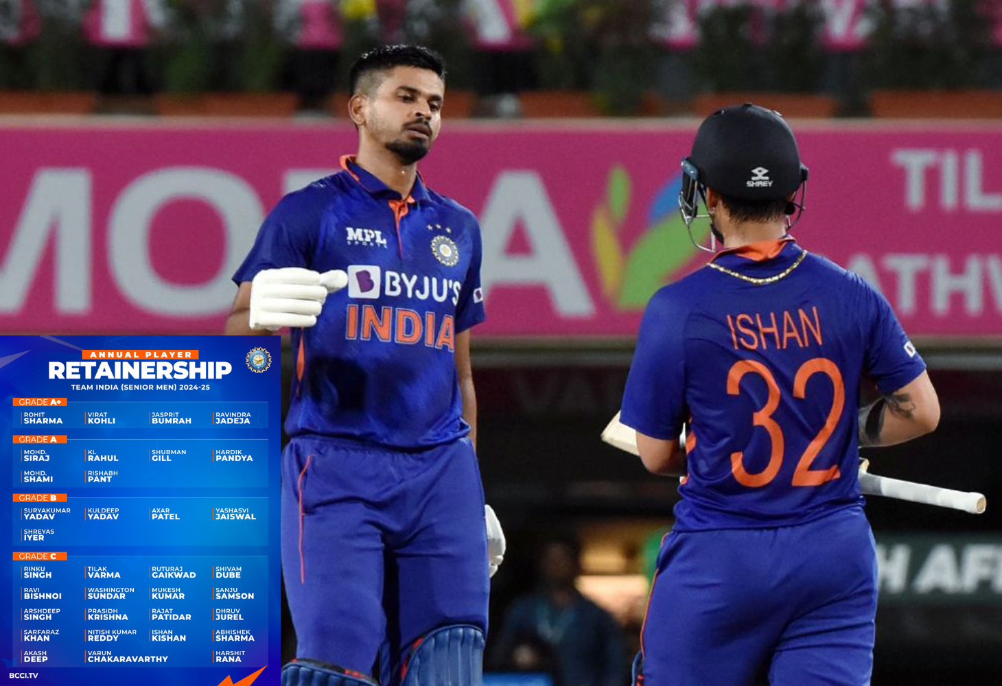 BCCI એ ટીમ ઈન્ડિયાના સેન્ટ્રલ કોન્ટ્રાક્ટની કરી જાહેરાત , ઈશાન કિશન અને શ્રેયસ ઐયરની વાપસી