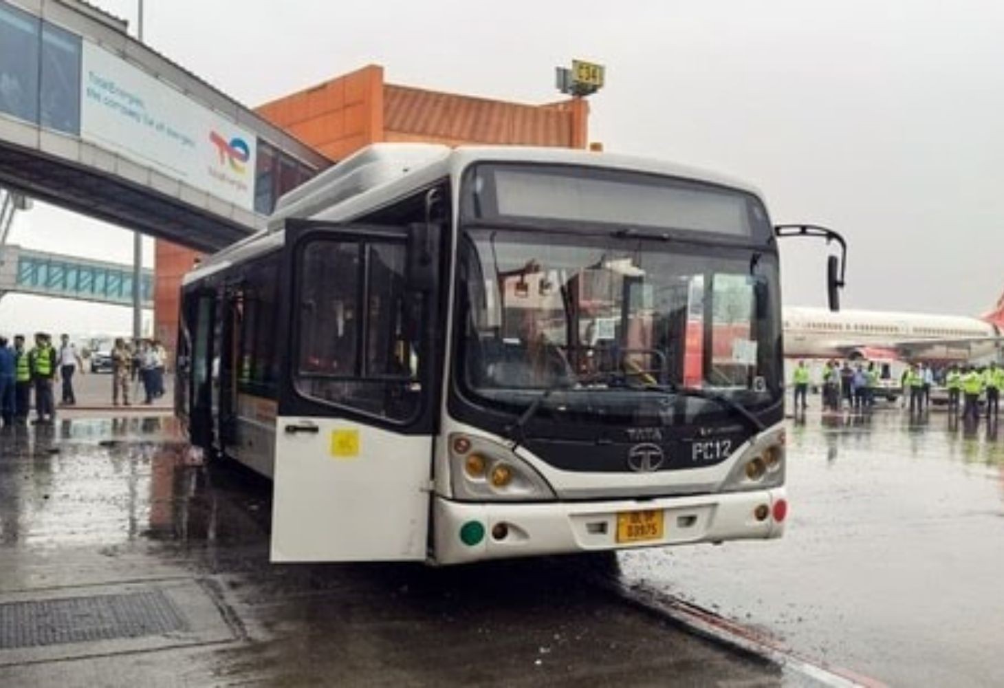 Bus Catches Fire Near Aircraft At IGI T3