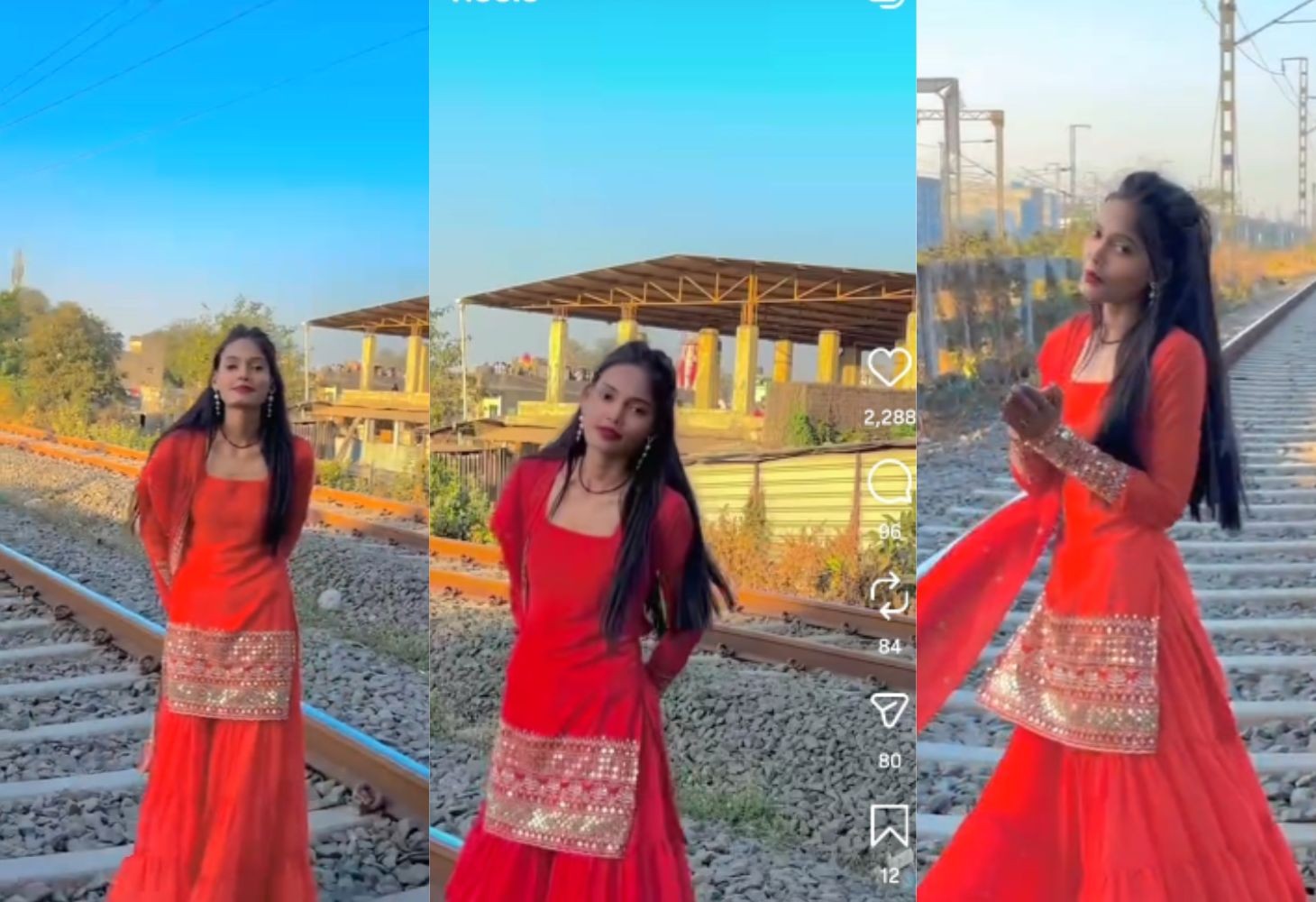 સુરતના રેલવે ટ્રેક પર યુવતીની જોખમી રીલ