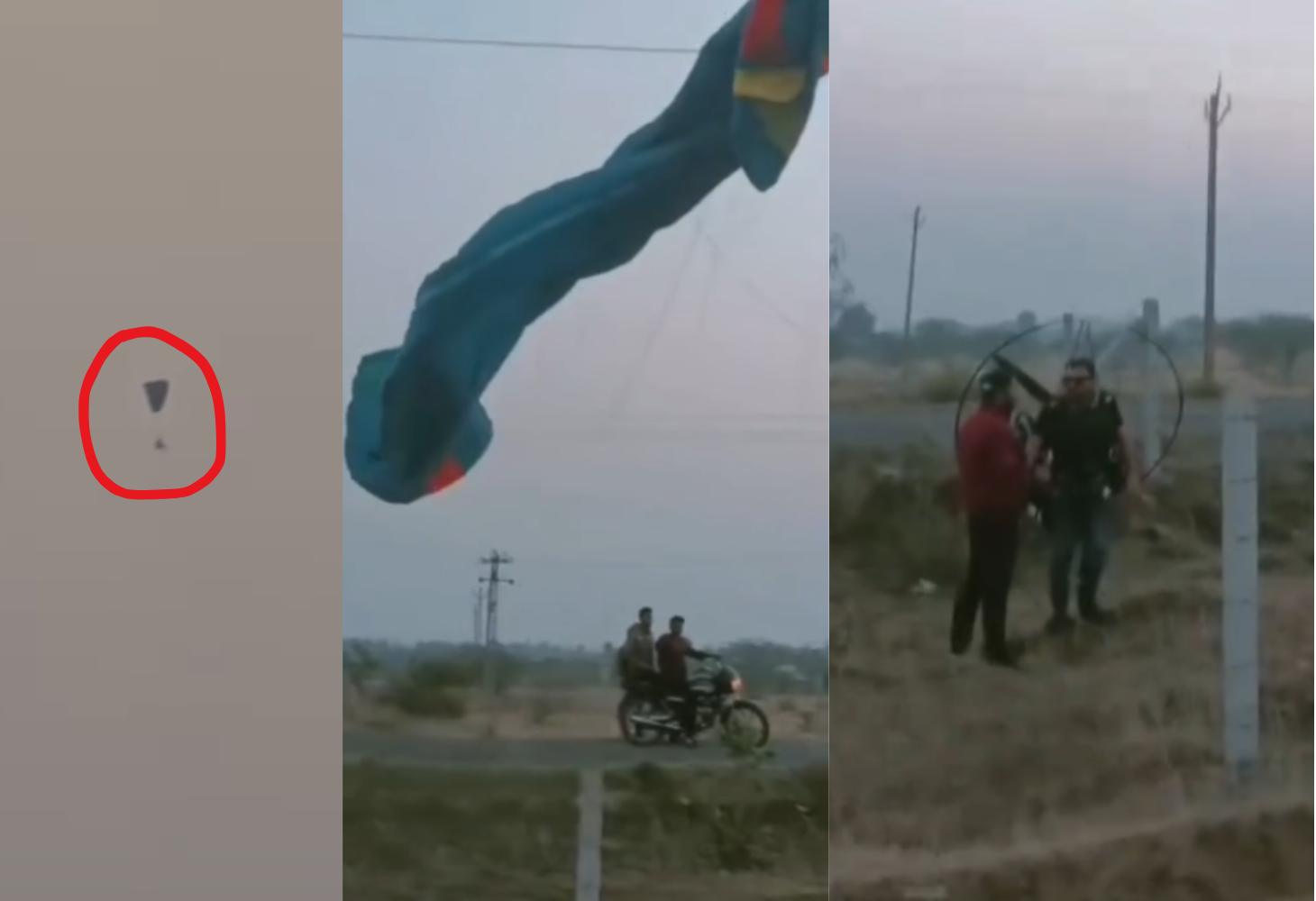 જામનગરમાં ઉડ્યું પેરાશૂટ, વીજ તારમાં ફસાયું