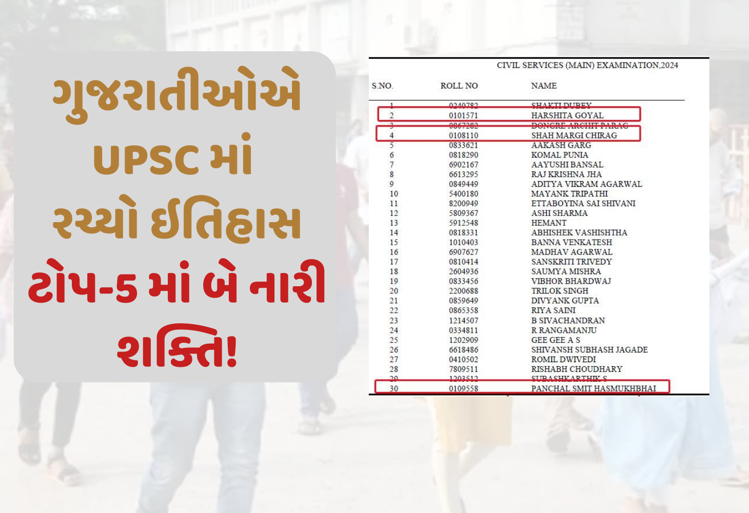 ગુજરાતનું ગૌરવ : UPSC માં ડંકો વગાડ્યો,  ટોપ-5 માં બે દીકરીઓએ મચાવી ધૂમ...